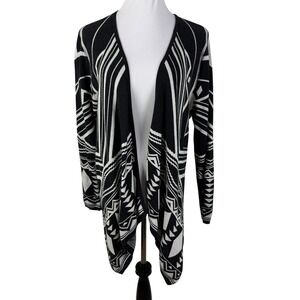 Torrid Black White Geometric Tribal Open Front Cardigan Sweater Women's 2